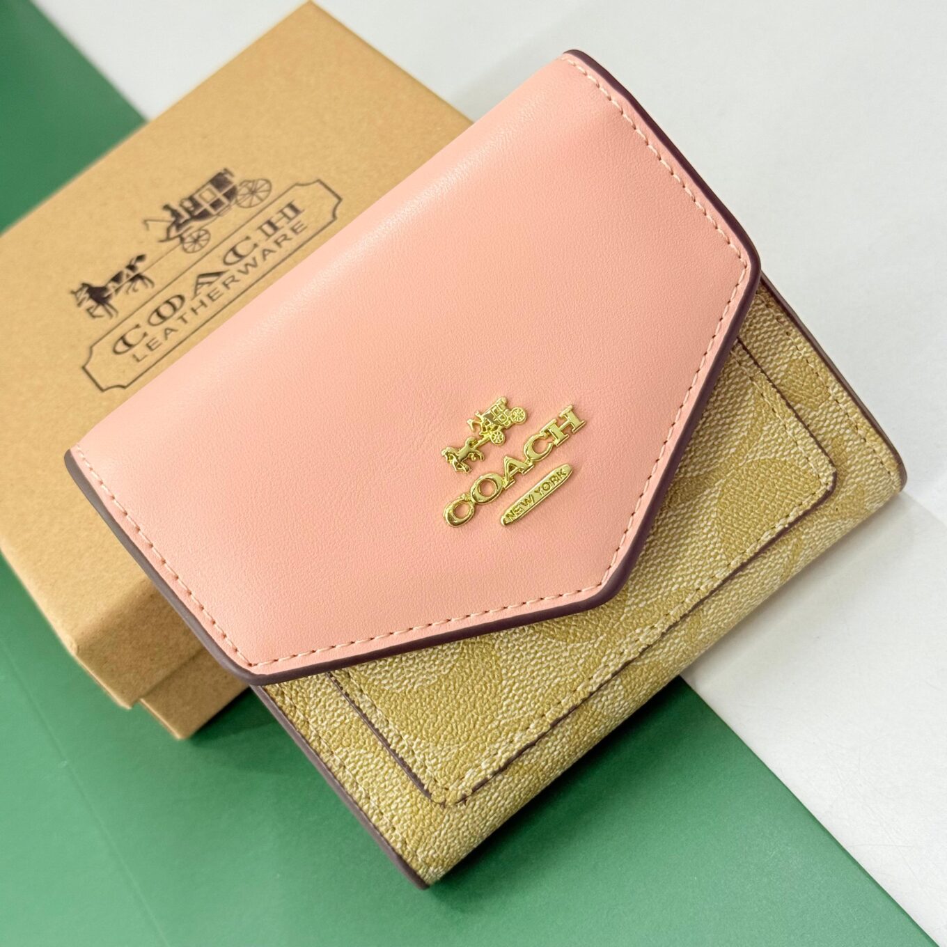Coach 3 Fold Pink Wallet