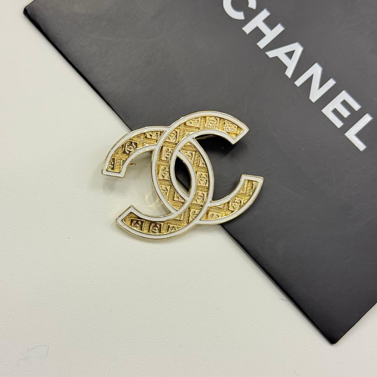 Chanel CC Logo With Engraved Detailing Brooch