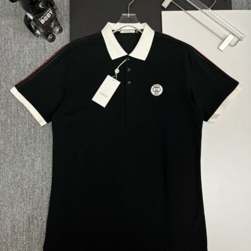 Gucci Black Polo Tshirt with White Collar