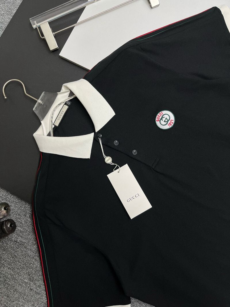 Gucci Black Polo Tshirt with White Collar