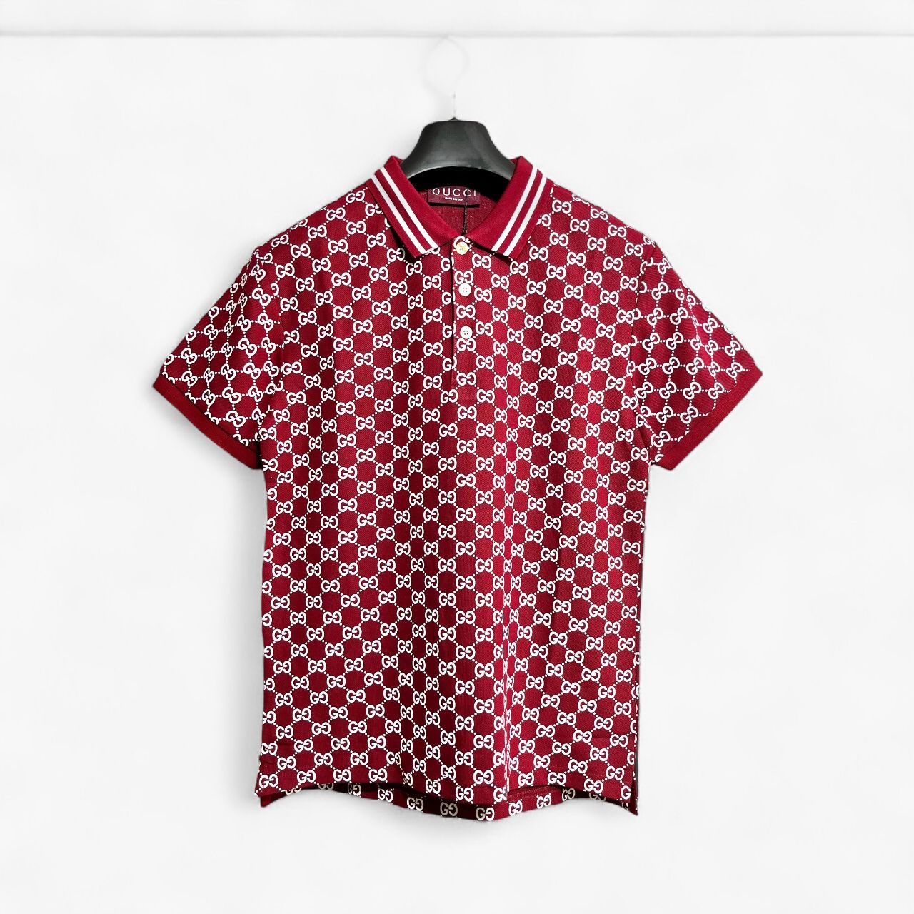 Gucci GG Monogram Maroon Polo Tshirt