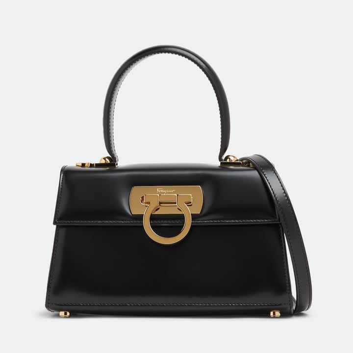 Ferragamo Iconic Top Handle Black Color Hand Bag (With Box)