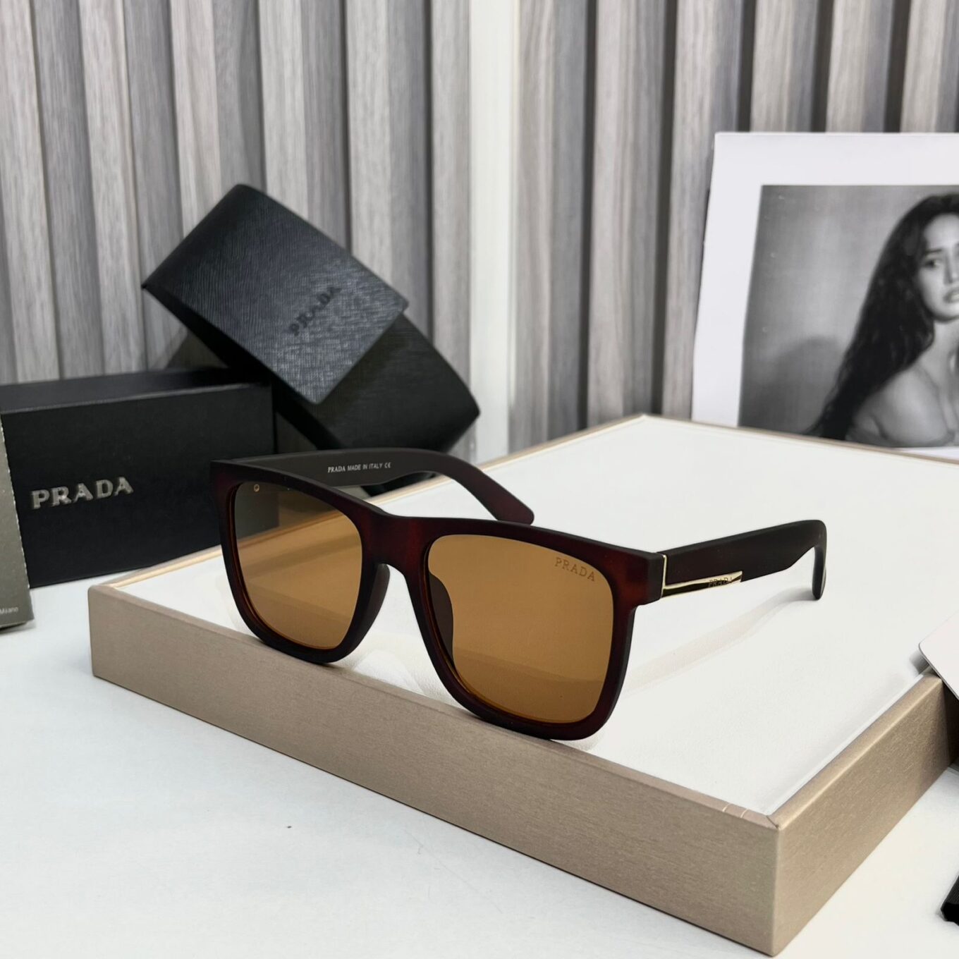 Prada Square Havana Sunglass For Men