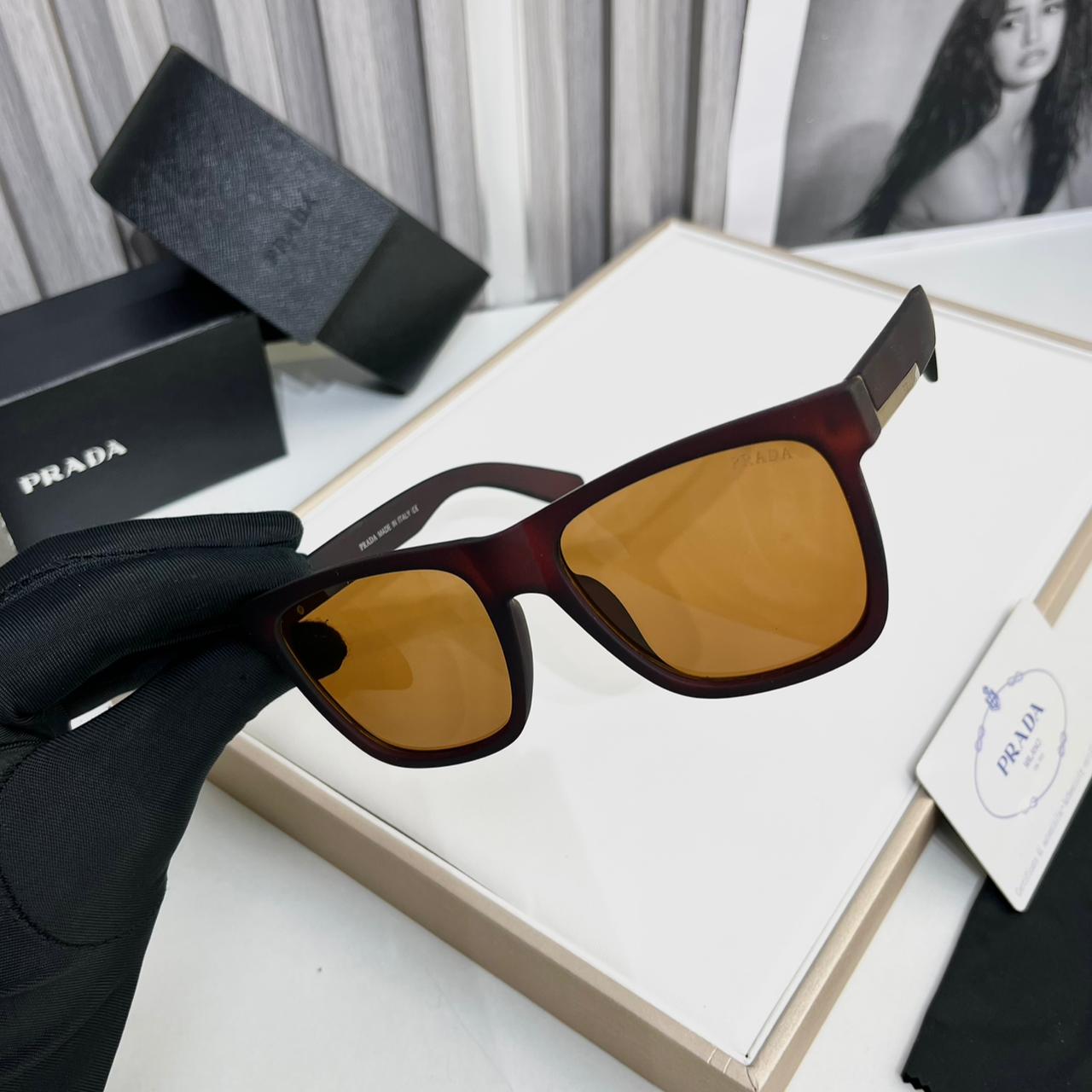 Prada Square Havana Sunglass For Men