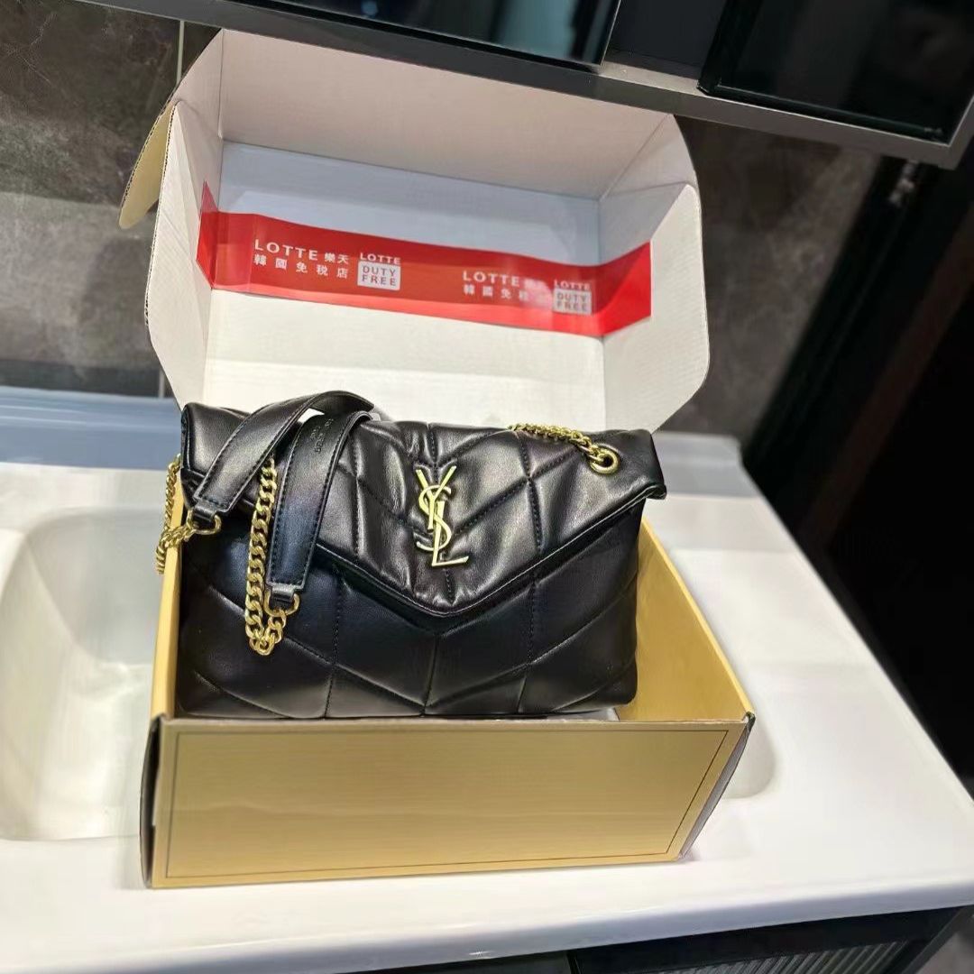 Ysl Loulou Puffer Black Premium Shoulder Bag (With Double Box)