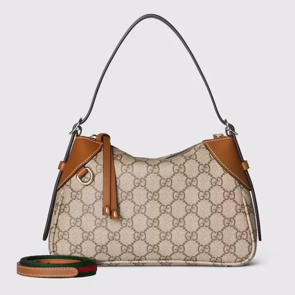 Gucci GG Emblem Brown Shoulder Bag (With Box)