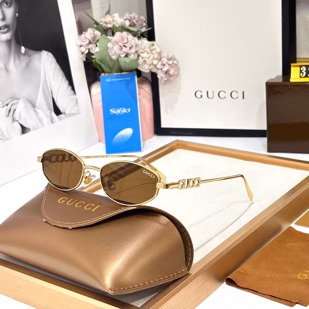 Gucci Oval Brown Women’s Sunglass