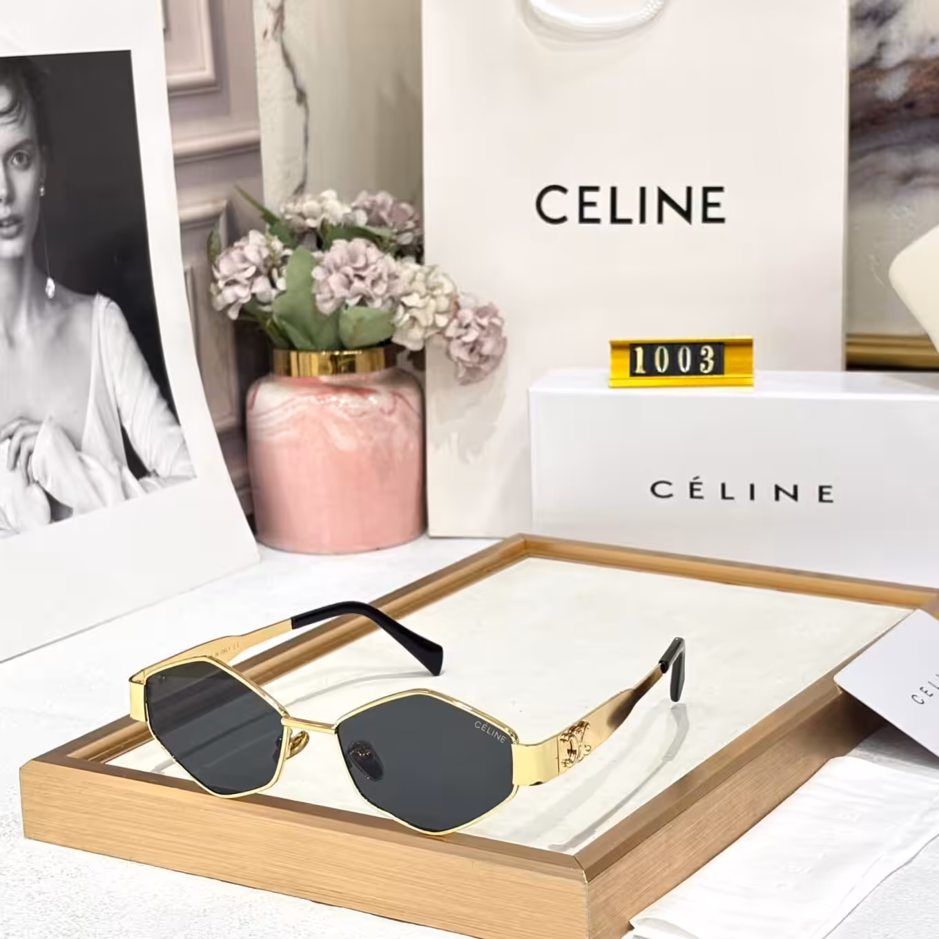 Celine Black Tint Hexagon Women’s Sunglass