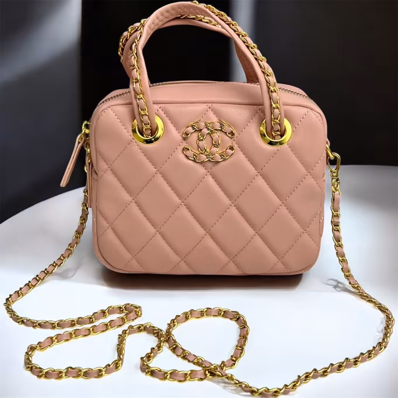 WhatsApp Image 2025-10-30 at 9.36.38 PM Chanel Pink Bowling Sling Bag (With Box)