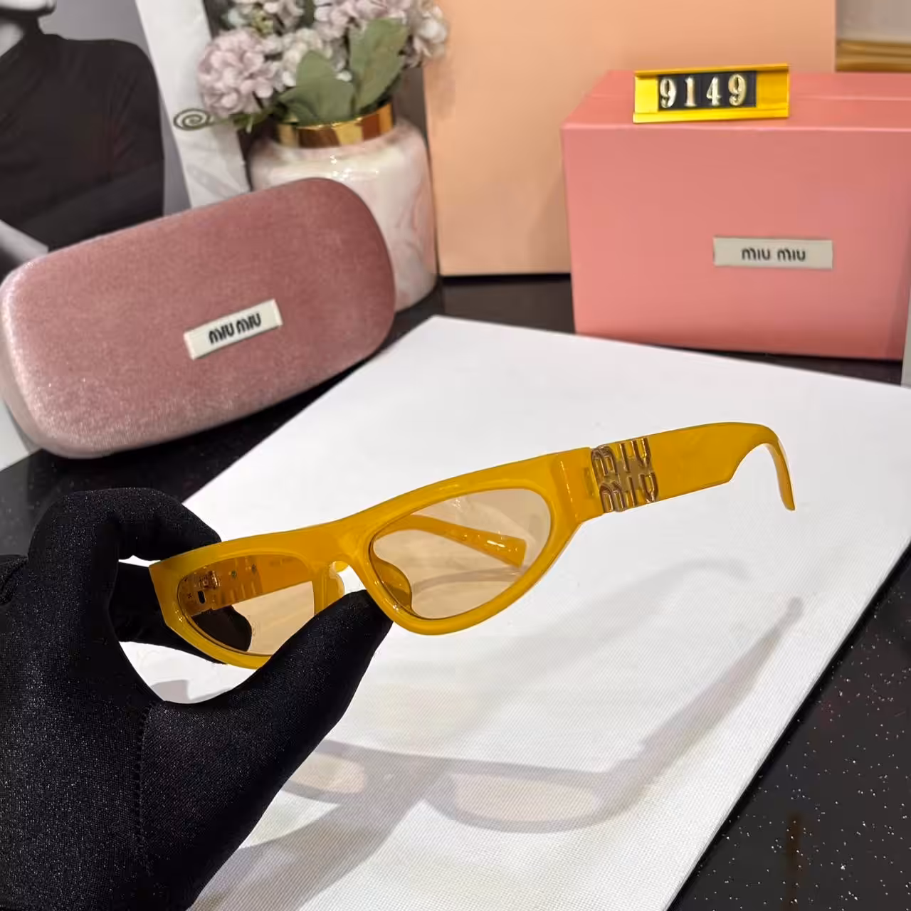 Miu Miu Cat eye Yellow Sunglass For Women