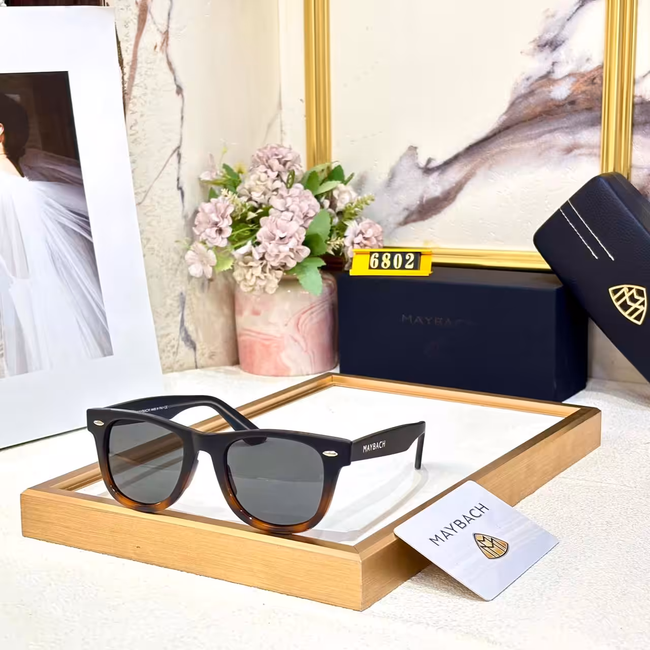 Maybach Wayfarer Black Brown Sunglasses