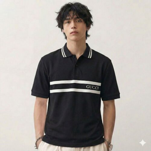 Gucci Black Strip Polo Tshirt