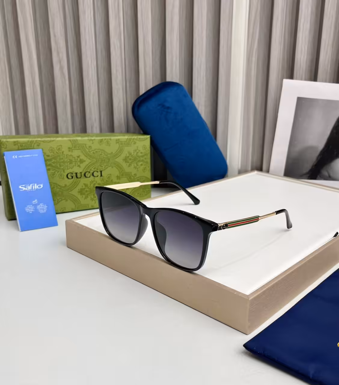 Gucci Wayfarer Black Double Shade Mens Sunglass