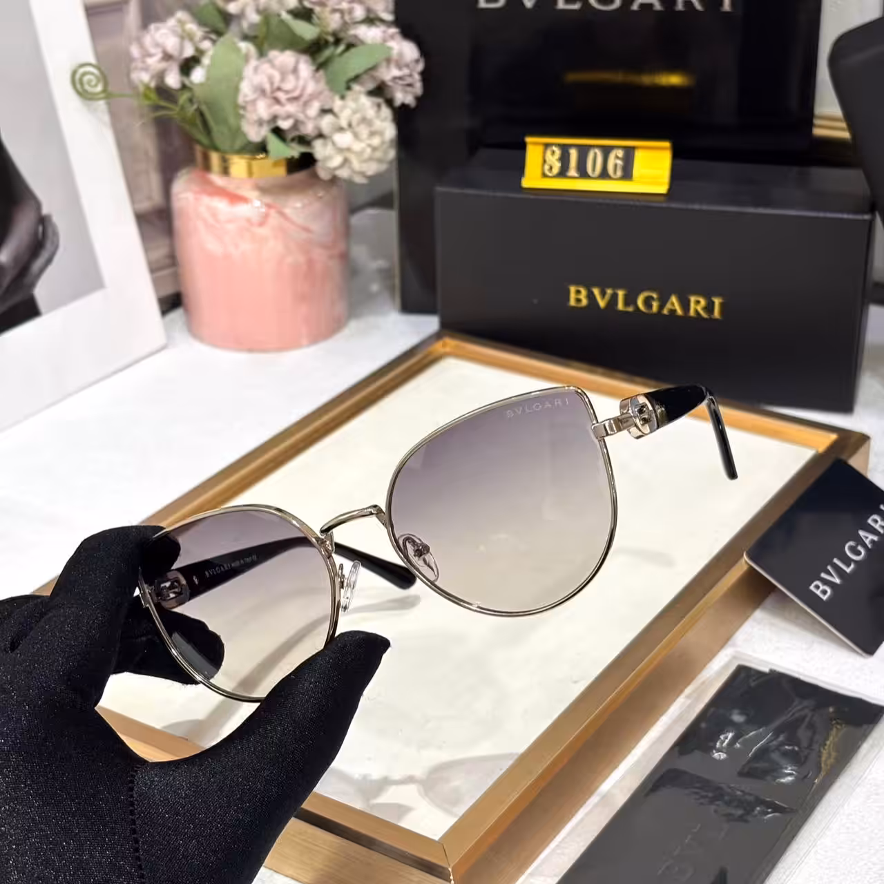 Bvlgari Cateye Gray Tine Women’s Sunglass
