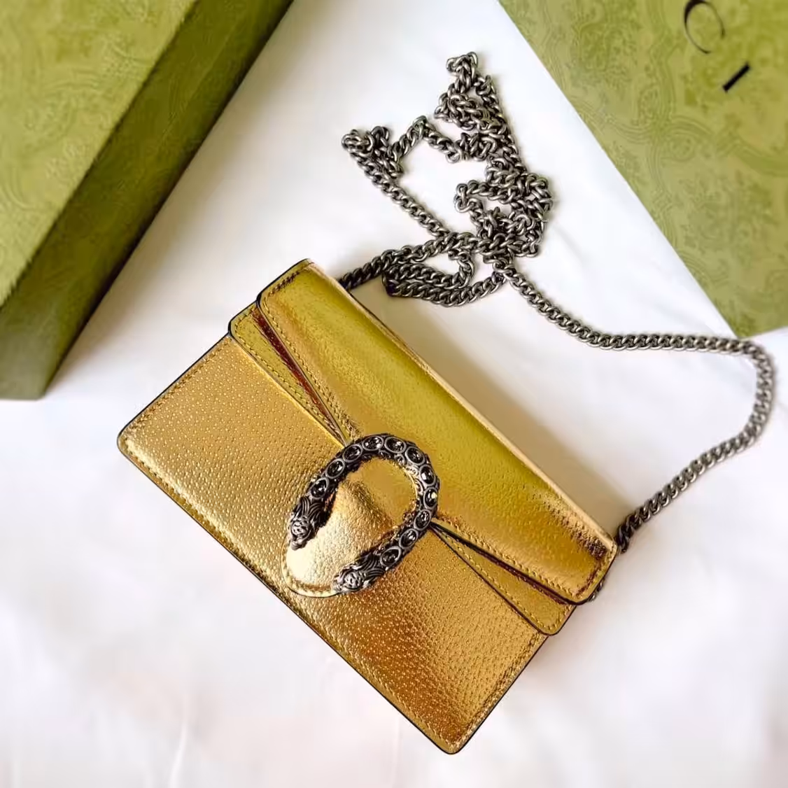 Gucci Dionysus Gold Mini Sling Bag (With Box)