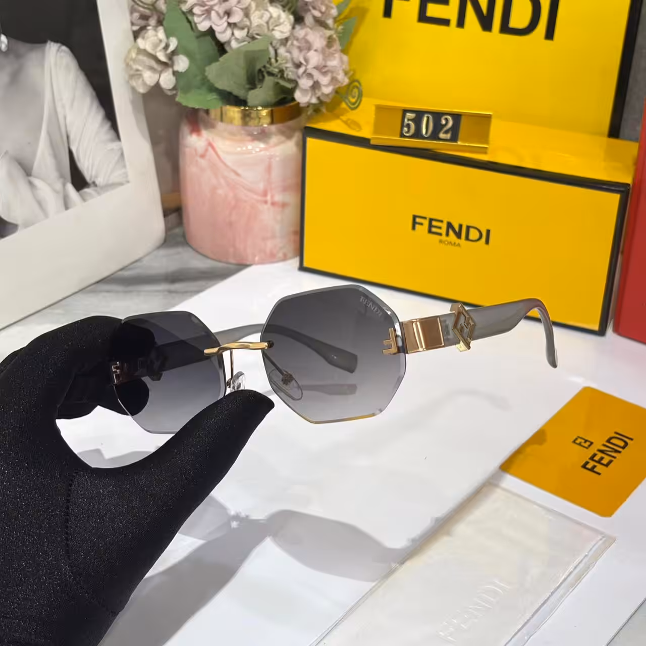 Fendi FF Hexagonal Gray Tint Men’s Sunglass