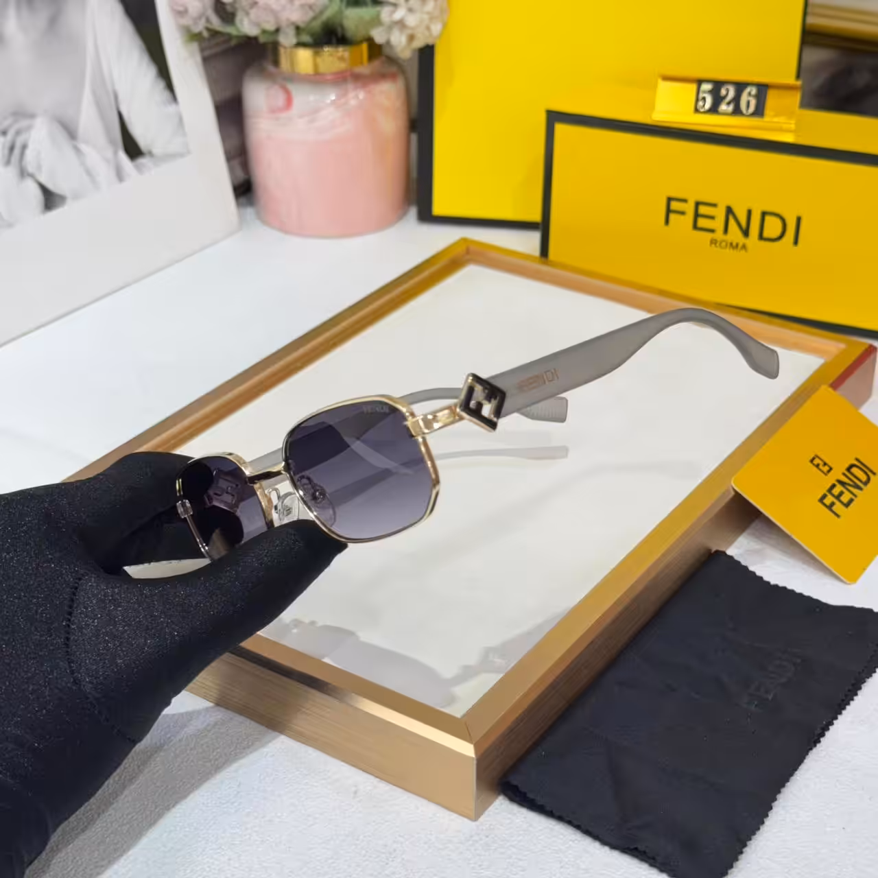 Fendi FF Rectangular Violet Tint Men’s Sunglass