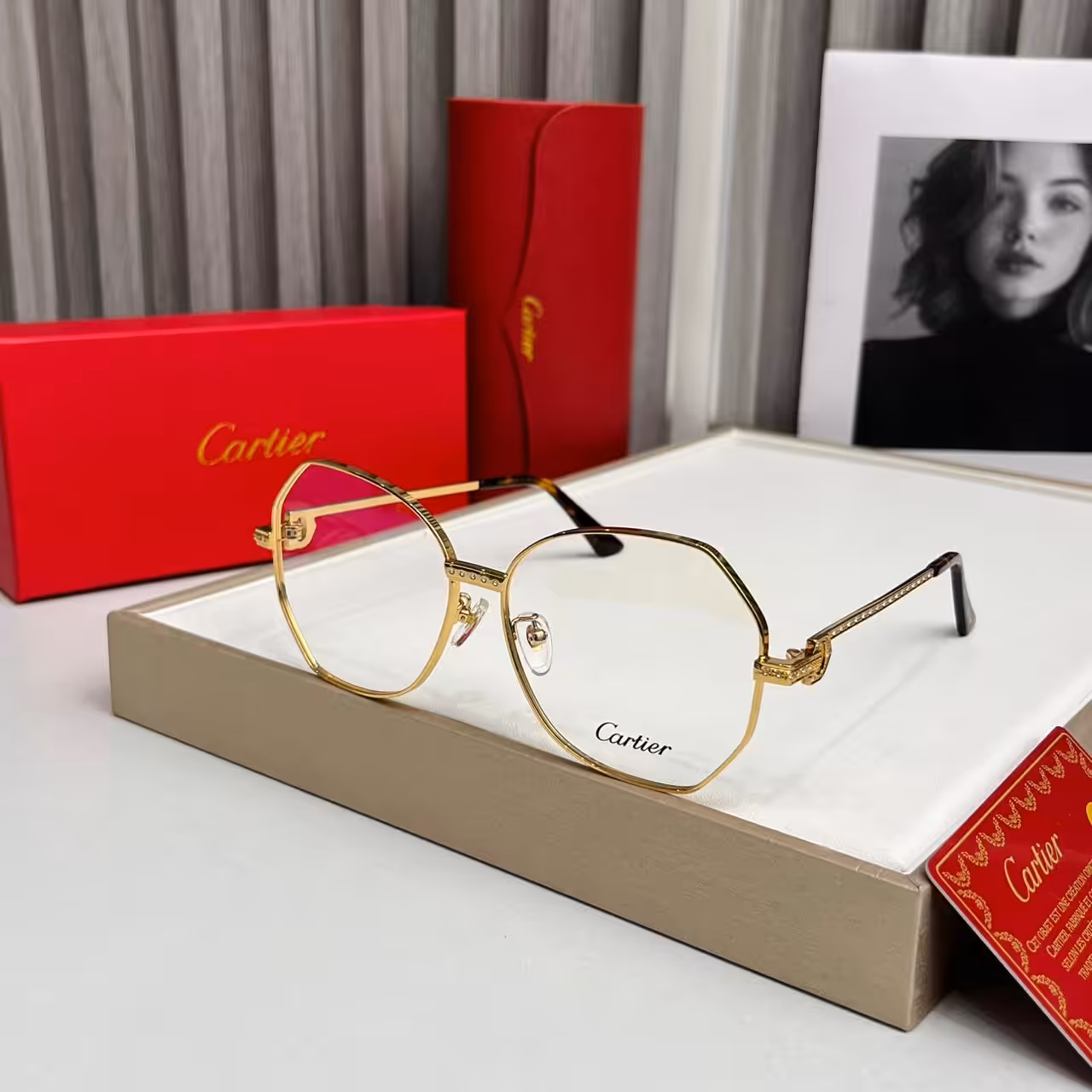 Cartier Oversized Round Metal Frame Womens Premium Eyeglass