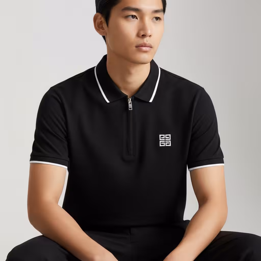 Givenchy Black Polo Trim Tshirt