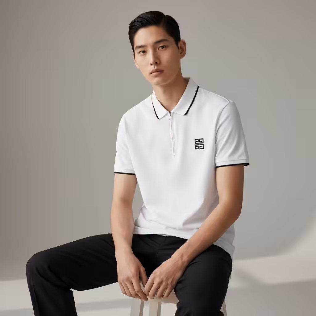 Givenchy White Polo Trim Tshirt
