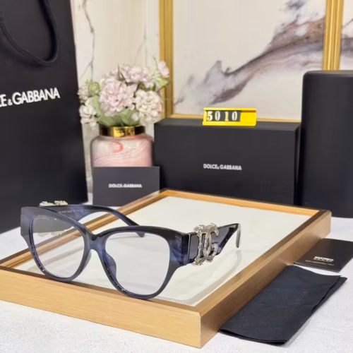 Dolce & Gabbana Cat-Eye Optical Frame Transparent Grey with Silver DG Logo