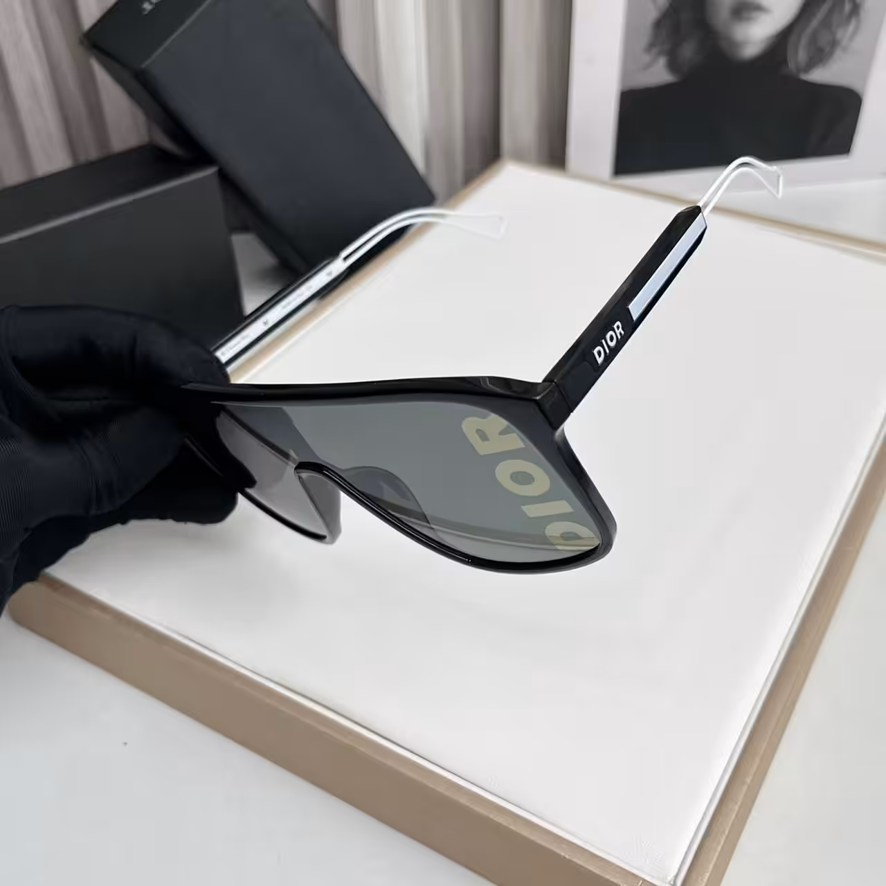 Dior Fast Mil Black Monogram Visor Sunglasses