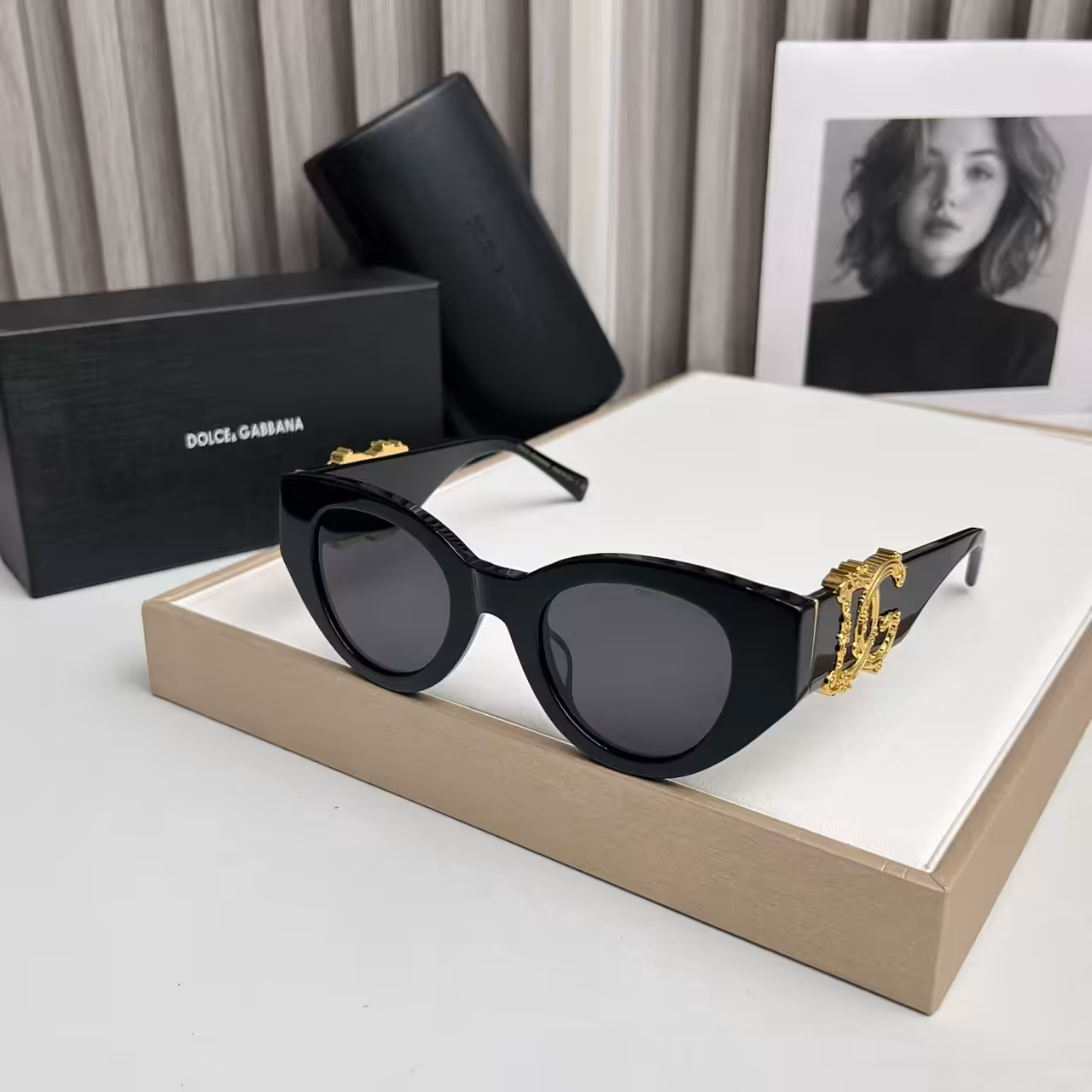 Dolce & Gabbana Premium Black Oval Baroque Sunglasses