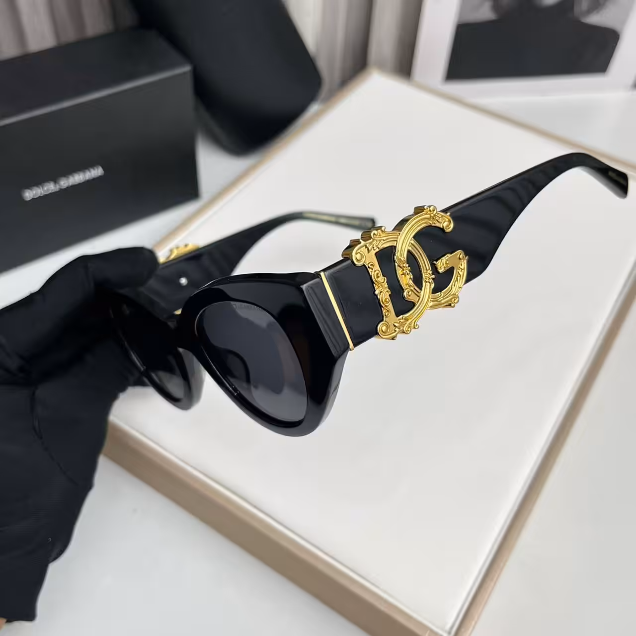 Dolce & Gabbana Premium Black Oval Baroque Sunglasses