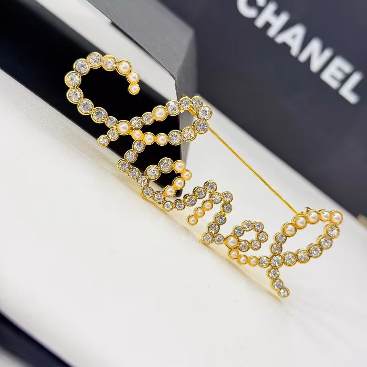 Chanel Crystal Monogram Brooch