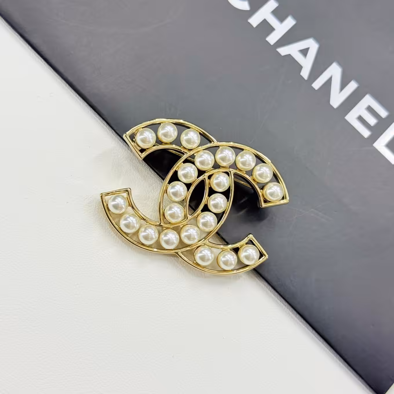 Chanel CC Pearl Brooch