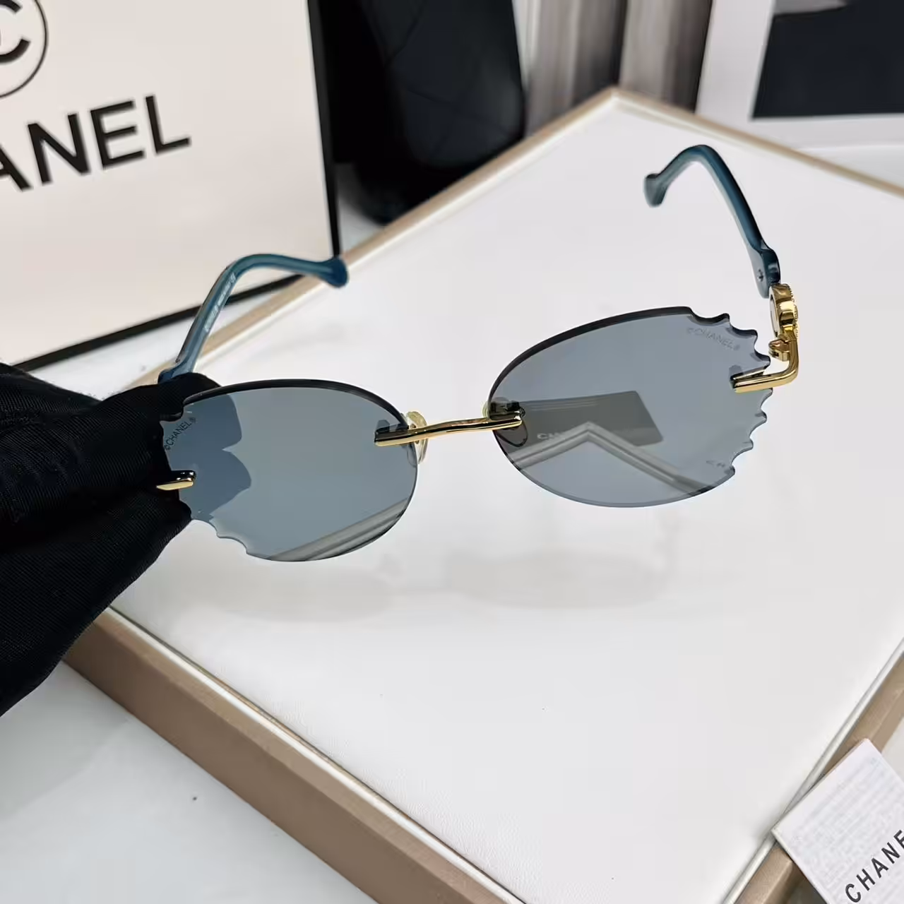 Chanel Scalloped Rimless Sunglasses