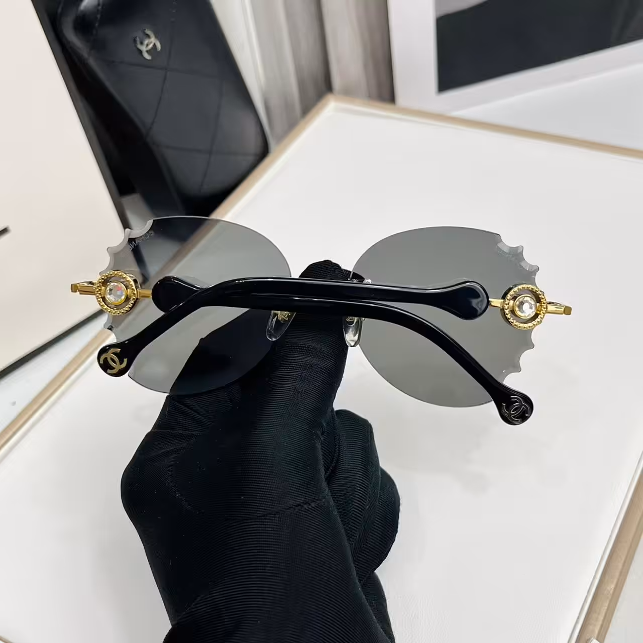 Chanel Scalloped Rimless Sunglasses