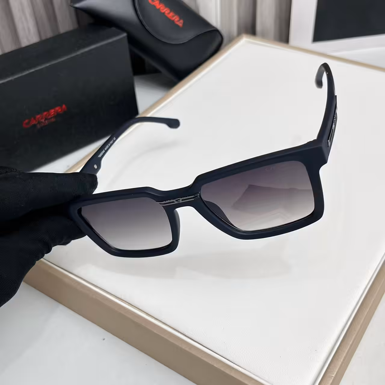 Carrera Matte Navy Rectangle Sunglasses