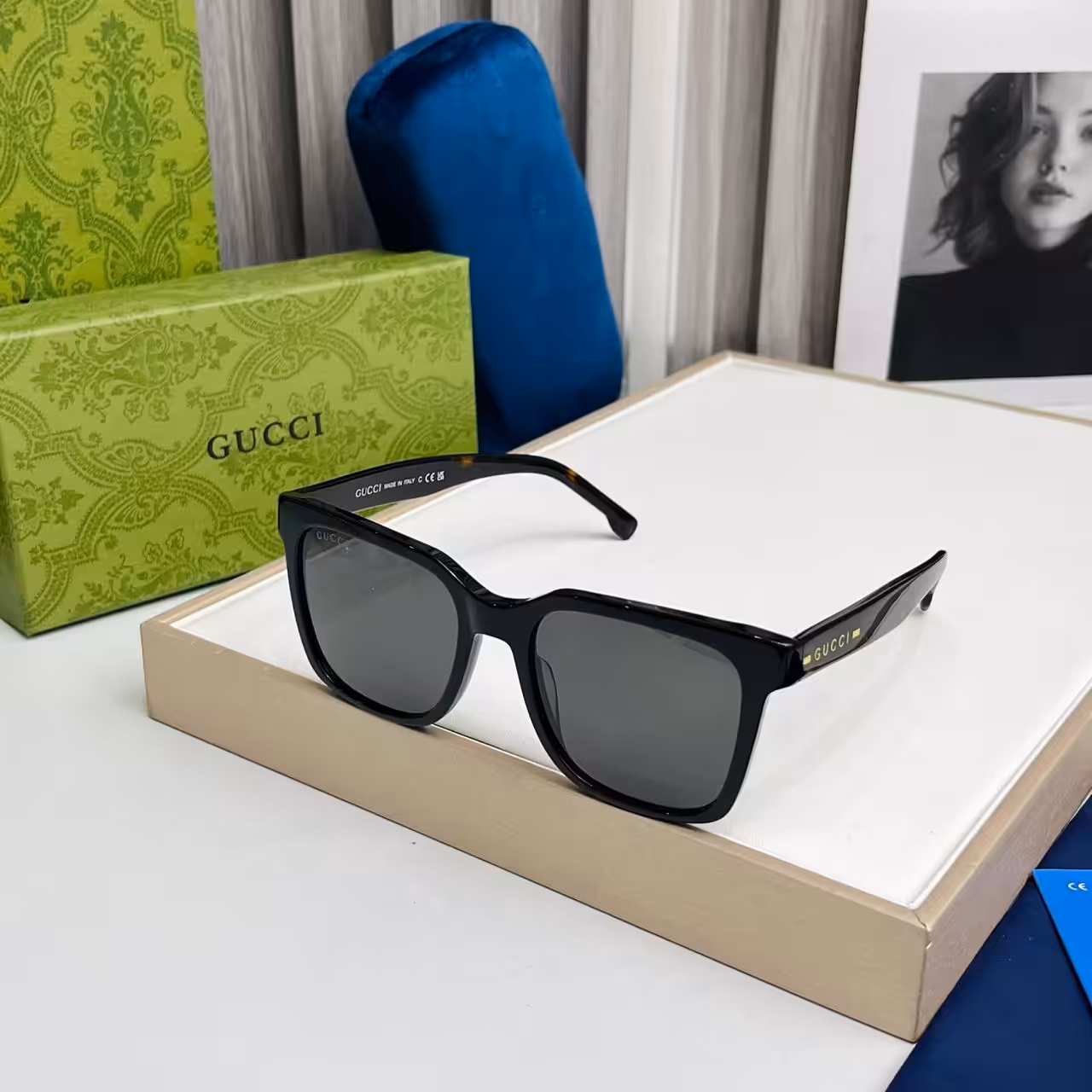 Gucci Square Black Acetate Sunglasses