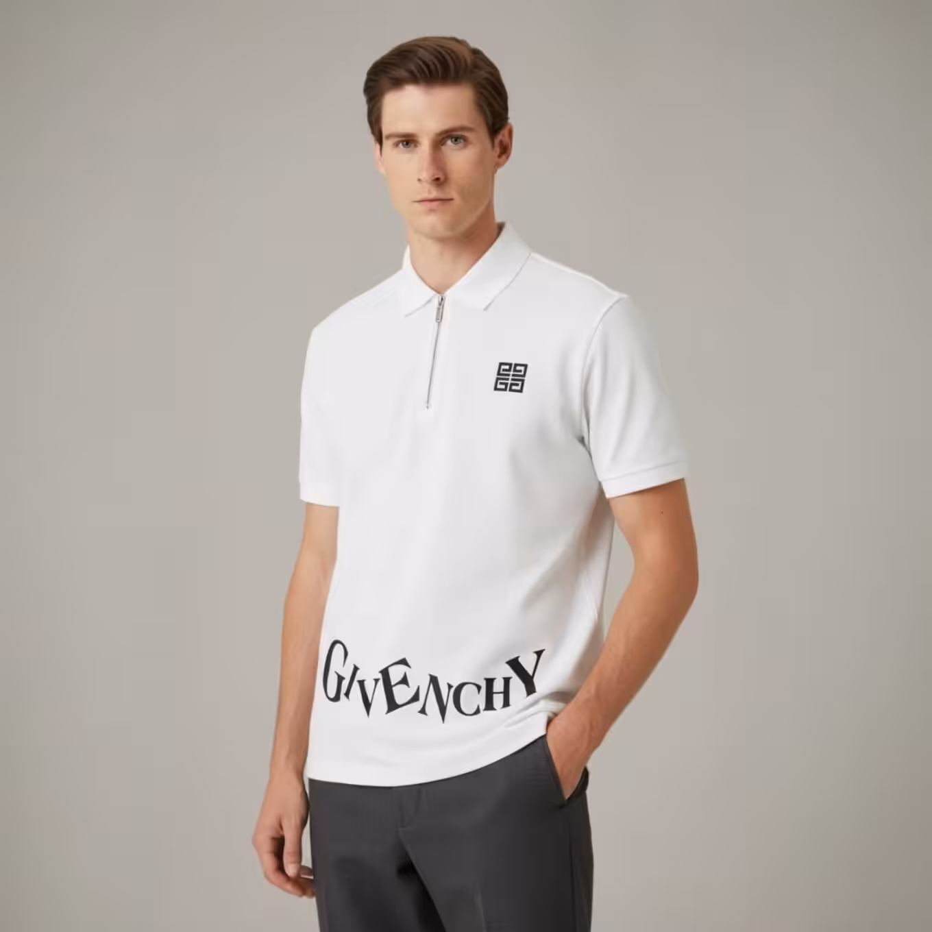 Givenchy White Monogram Polo Tshirt