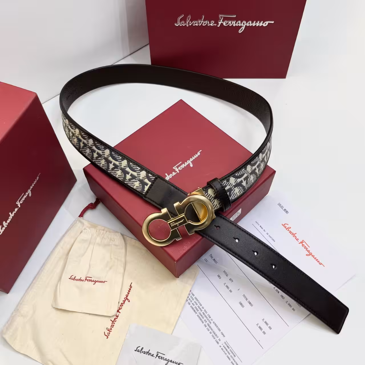WhatsApp Image 2025-11-27 at 4.52.32 PM Salvatore Ferragamo Black and coffee Gancini Reversible Belt
