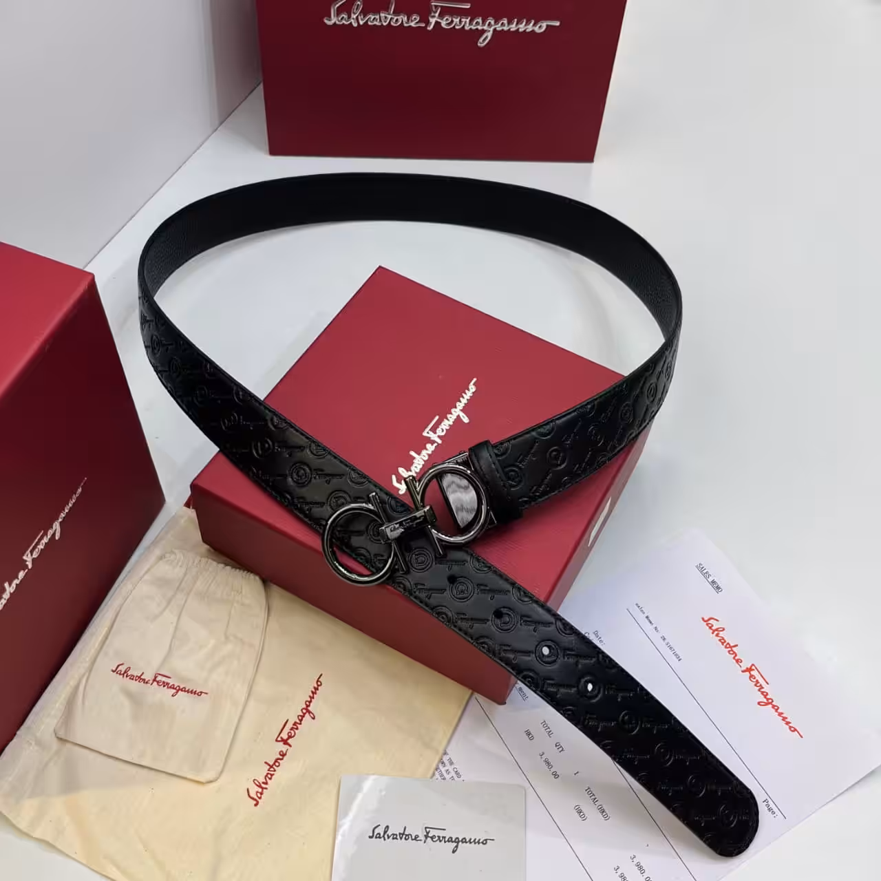 WhatsApp Image 2025-11-27 at 5.07.49 PM Salvatore Ferragamo Black Embossed Gancini Men's Belt