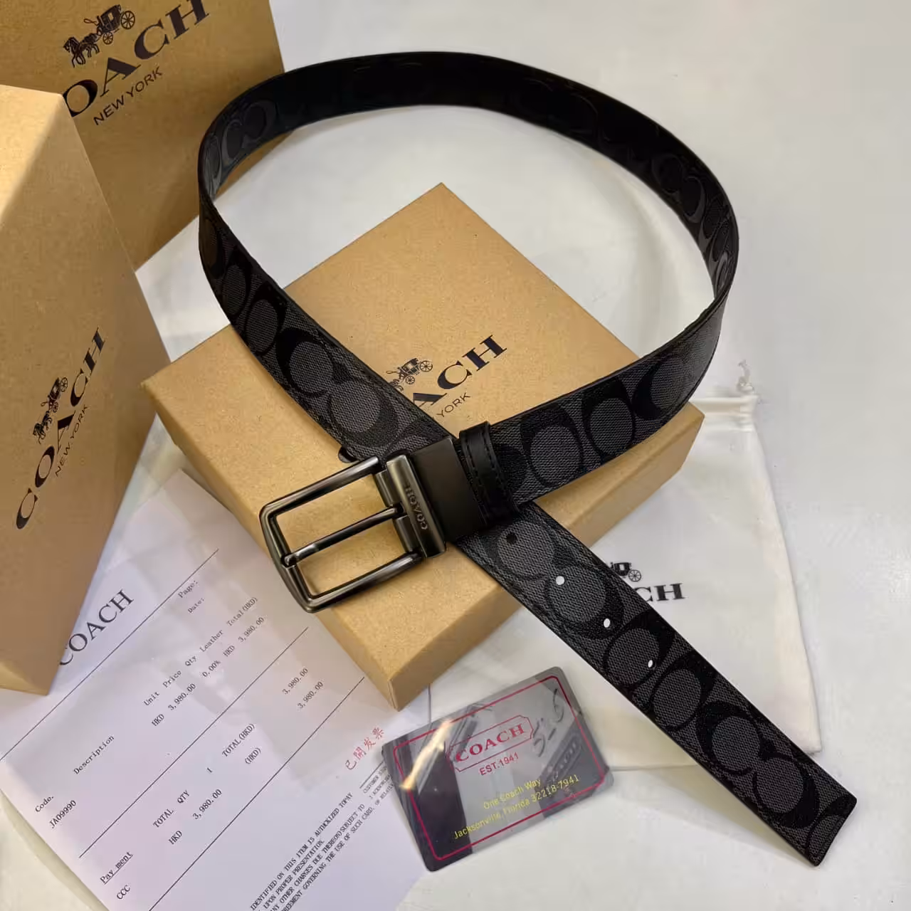 WhatsApp Image 2025-11-28 at 5.52.00 PM Coach Black Signature Buckle Men's Belt