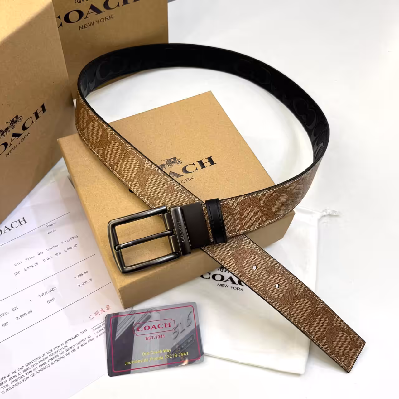 WhatsApp Image 2025-11-28 at 5.54.41 PM Coach Brown Signature Men's Buckle Belt