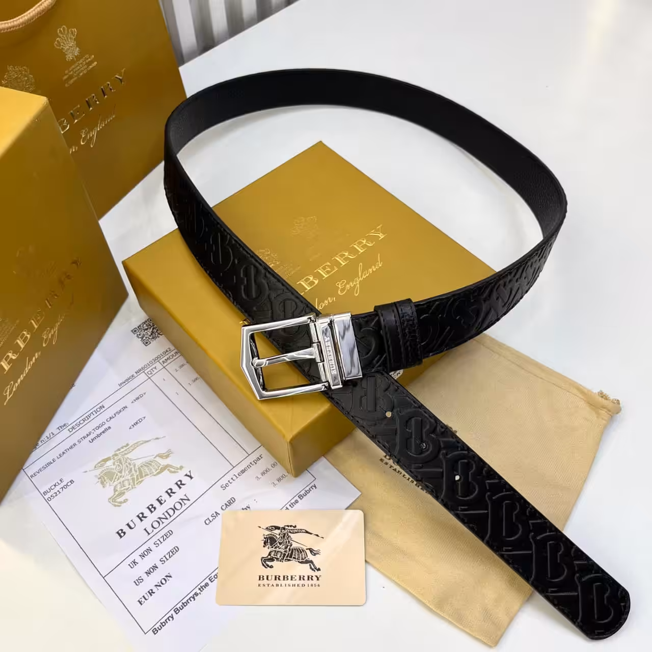WhatsApp Image 2025-11-28 at 8.12.28 PM Burberry Black Embossed TB Buckle Belt