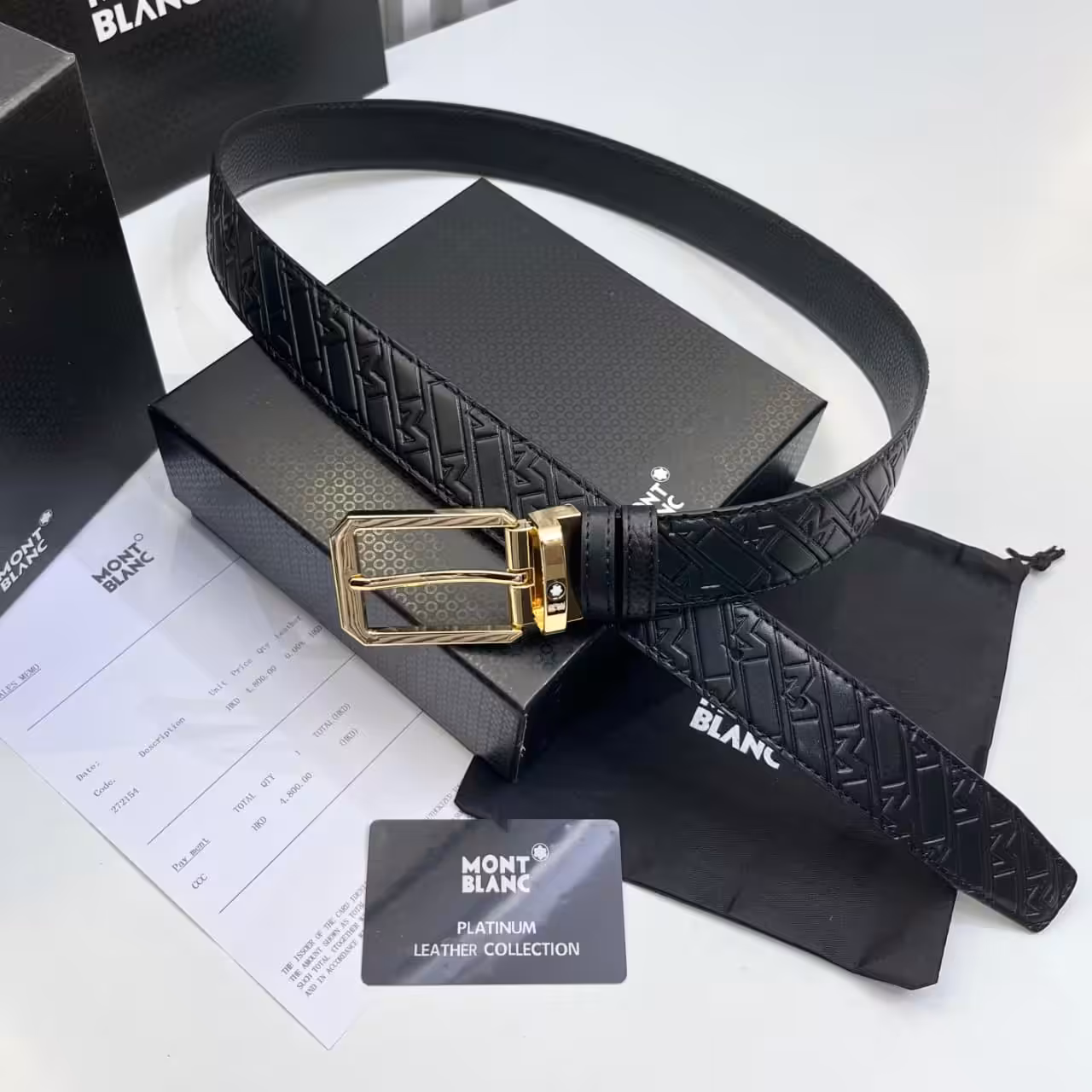 WhatsApp Image 2025-11-28 at 8.43.02 PM Montblanc Black Gold Embossed Men's Belt