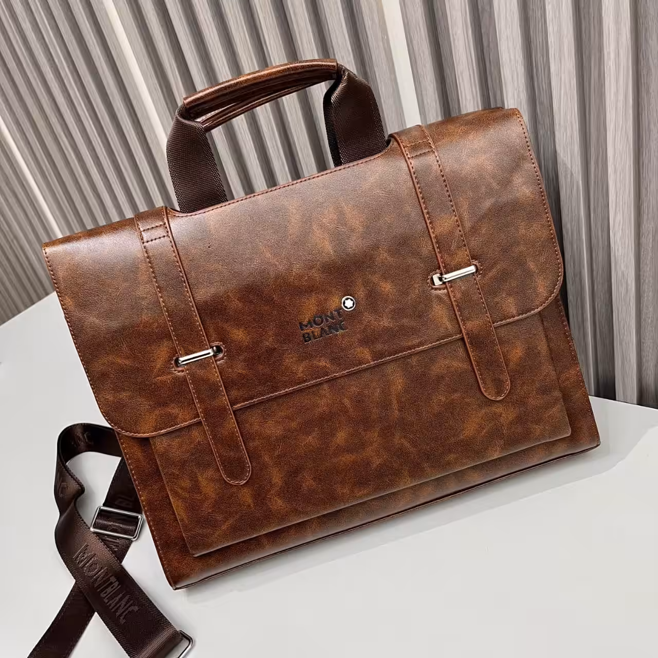 Montblanc Brown Leather Laptop Bag