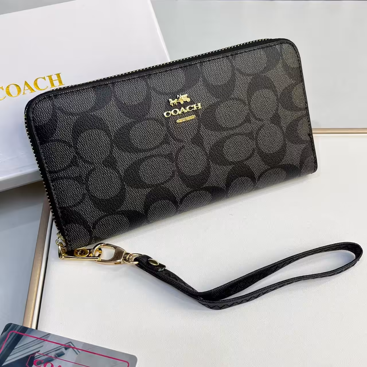 Coach Black Long Zipper Wallet