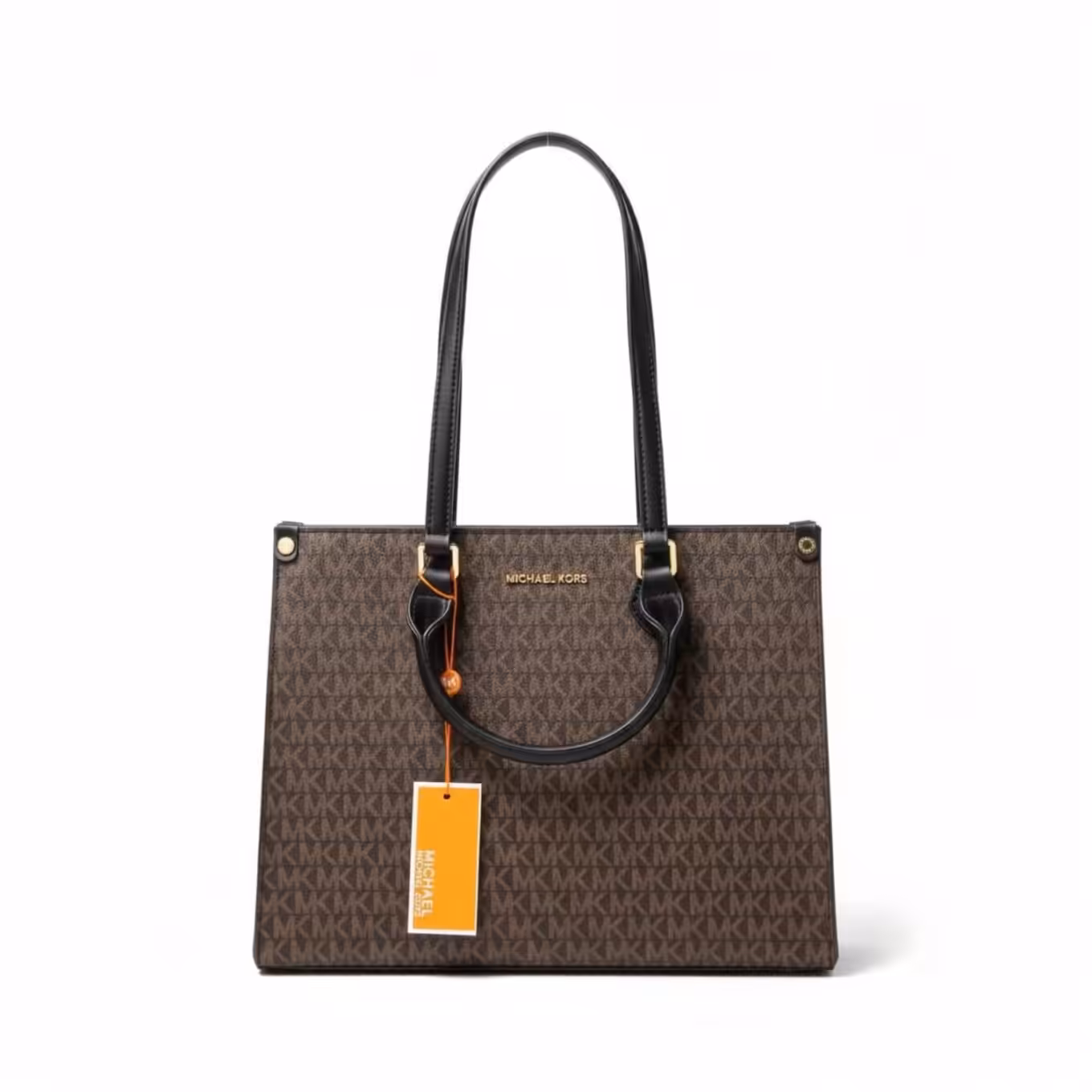 Michael Kors Sheila Large Coffee Black Signature Logo Tote Bag