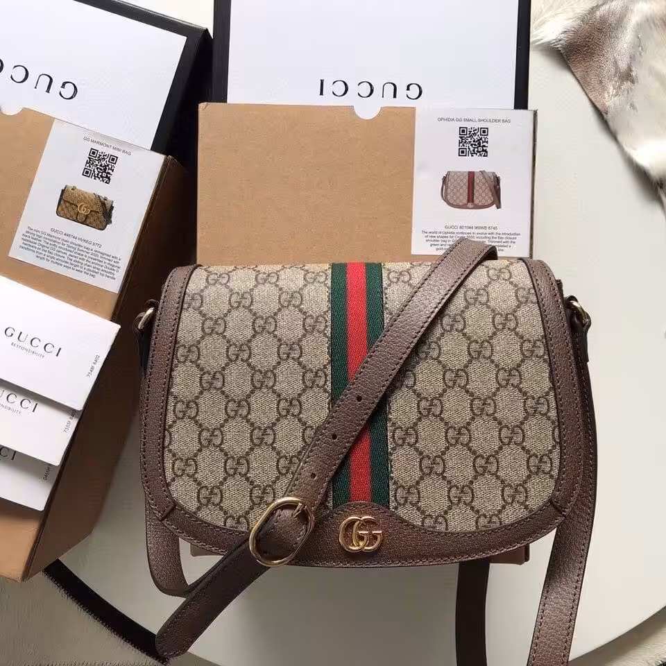 Gucci GG Supreme Ophidia Long Shoulder Bag (With Box)
