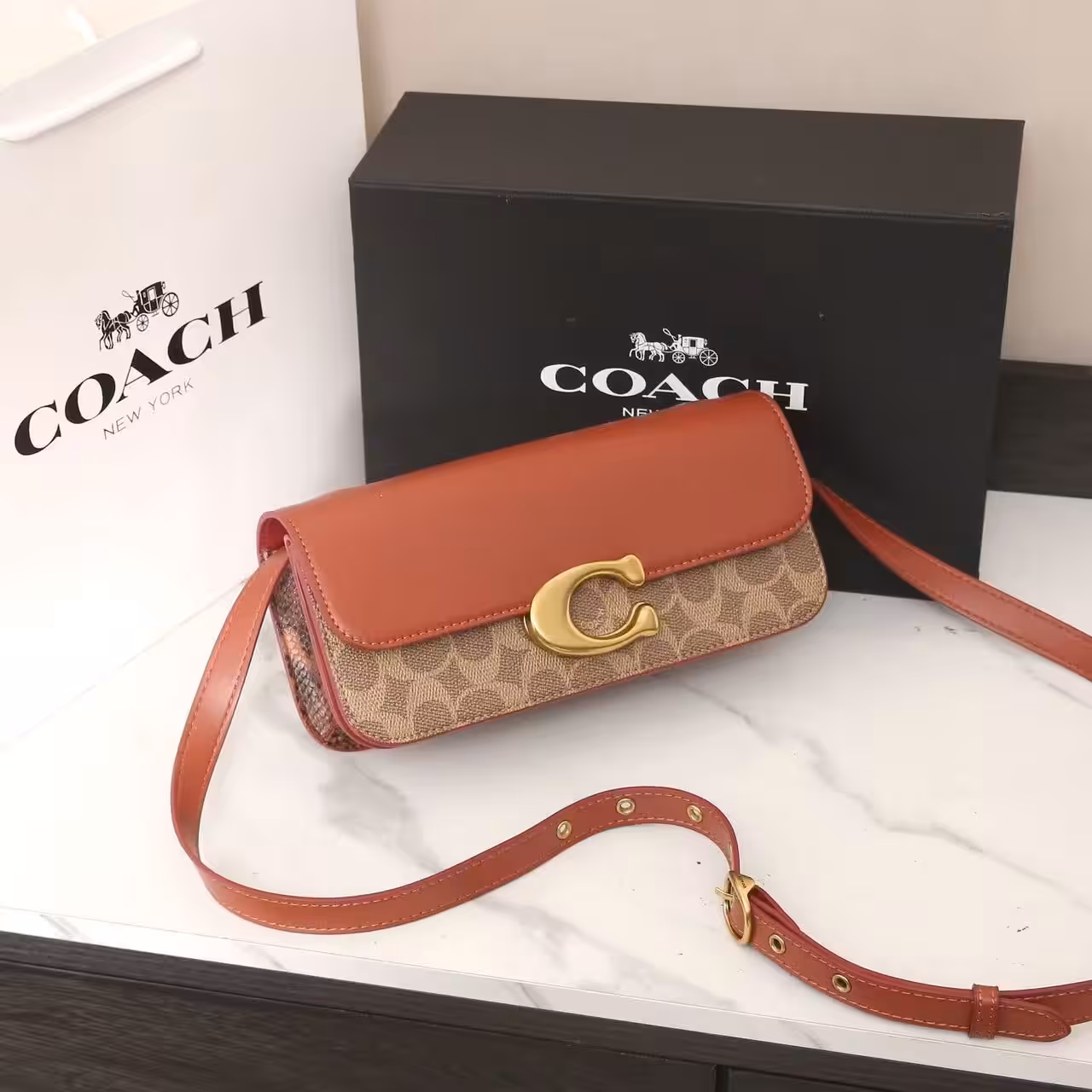WhatsApp Image 2025-12-18 at 11.22.58 PM Coach Zoe Apricot Red Color Shoulder Bag (With Box)