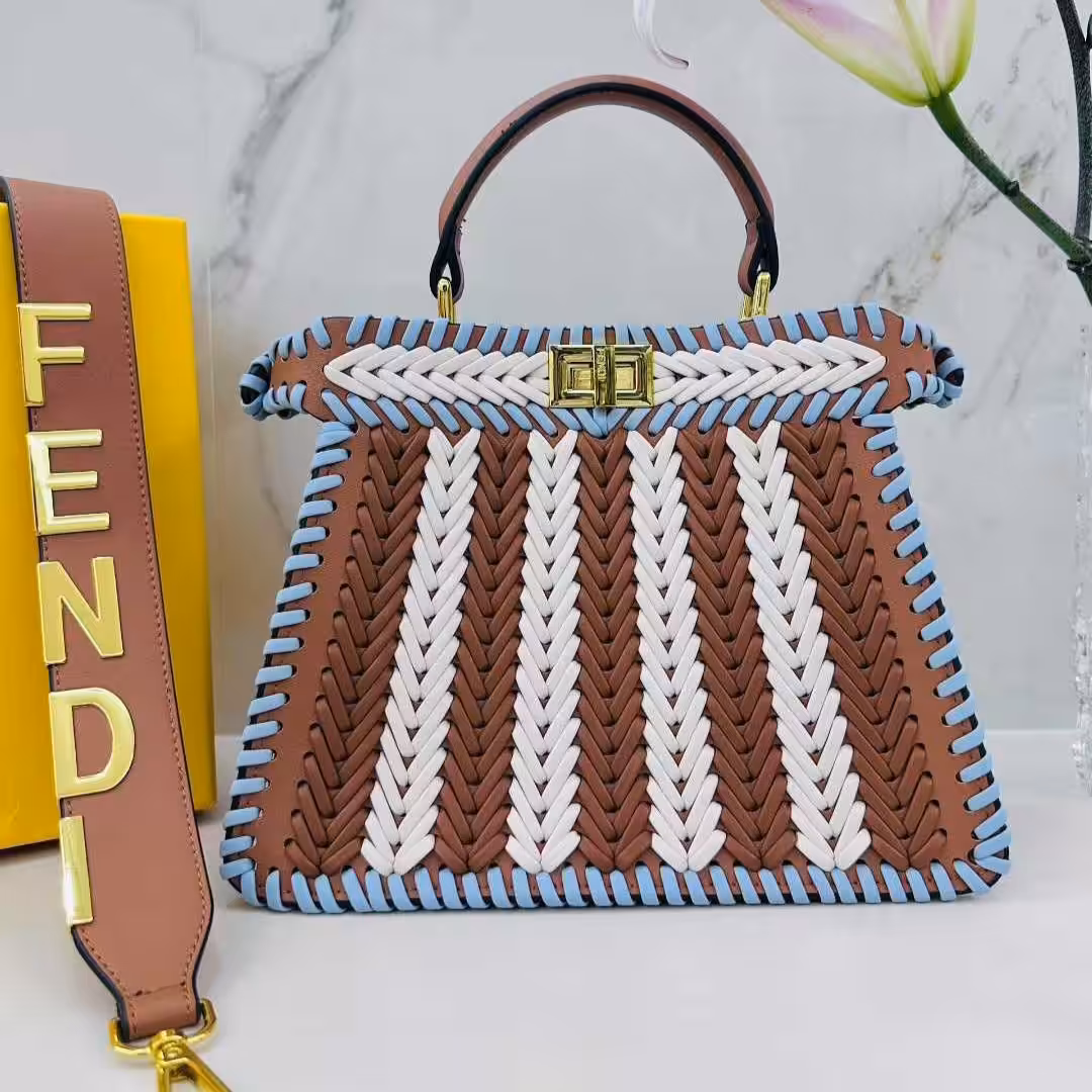 WhatsApp Image 2025-12-18 at 12.16.09 AM (1) Fendi Peekaboo ISeeU Brown Beige Blue Color Hand Bag