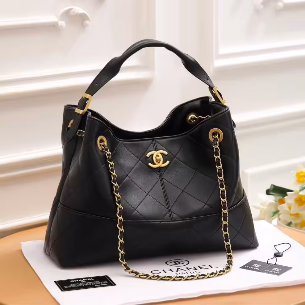 Chanel 25S Black Color Leather Hobo Bag