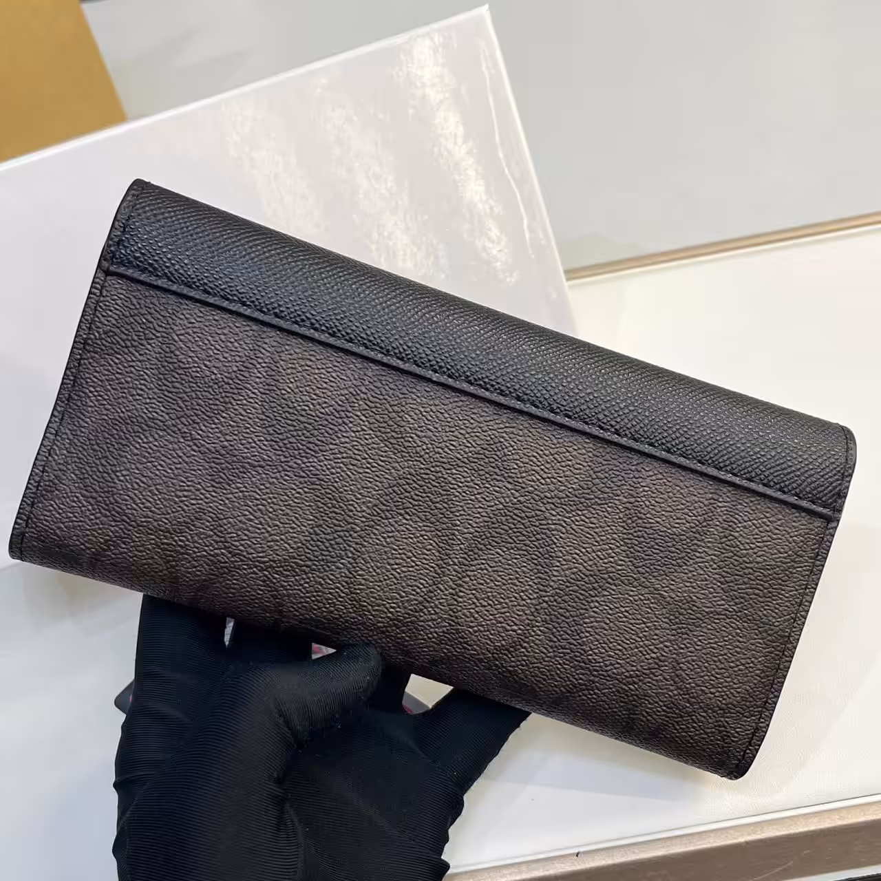 Coach Coffee Black 3 Fold Envelop Signature Wallet