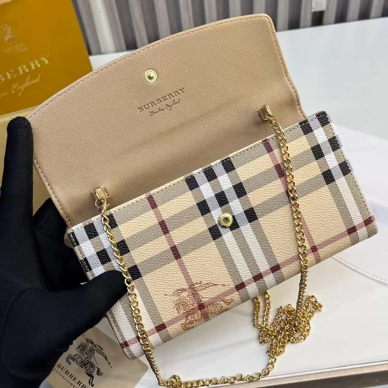WhatsApp Image 2025-12-19 at 1.56.58 AM (1) Burberry Loxely Apricot Color Crossbody Sling Bag (With Box)